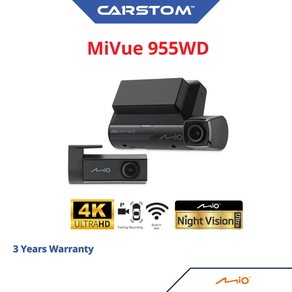 Mio MiVue 955WD, 2CH Car Dashcam 64GB SD 4K UHD Front & 2k QHD Rear Cam